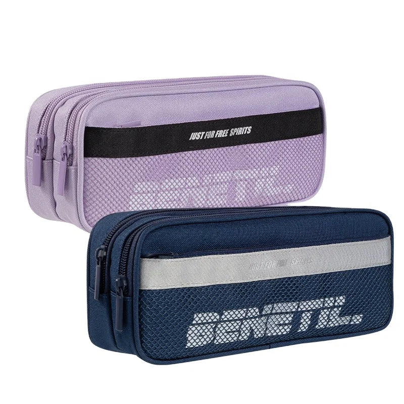 Deli 66764A Multi-layer Storage Sports Casual Pencil Pouch Portable Large Capacity Students Stationery Bag 96pcs Per Carton S
