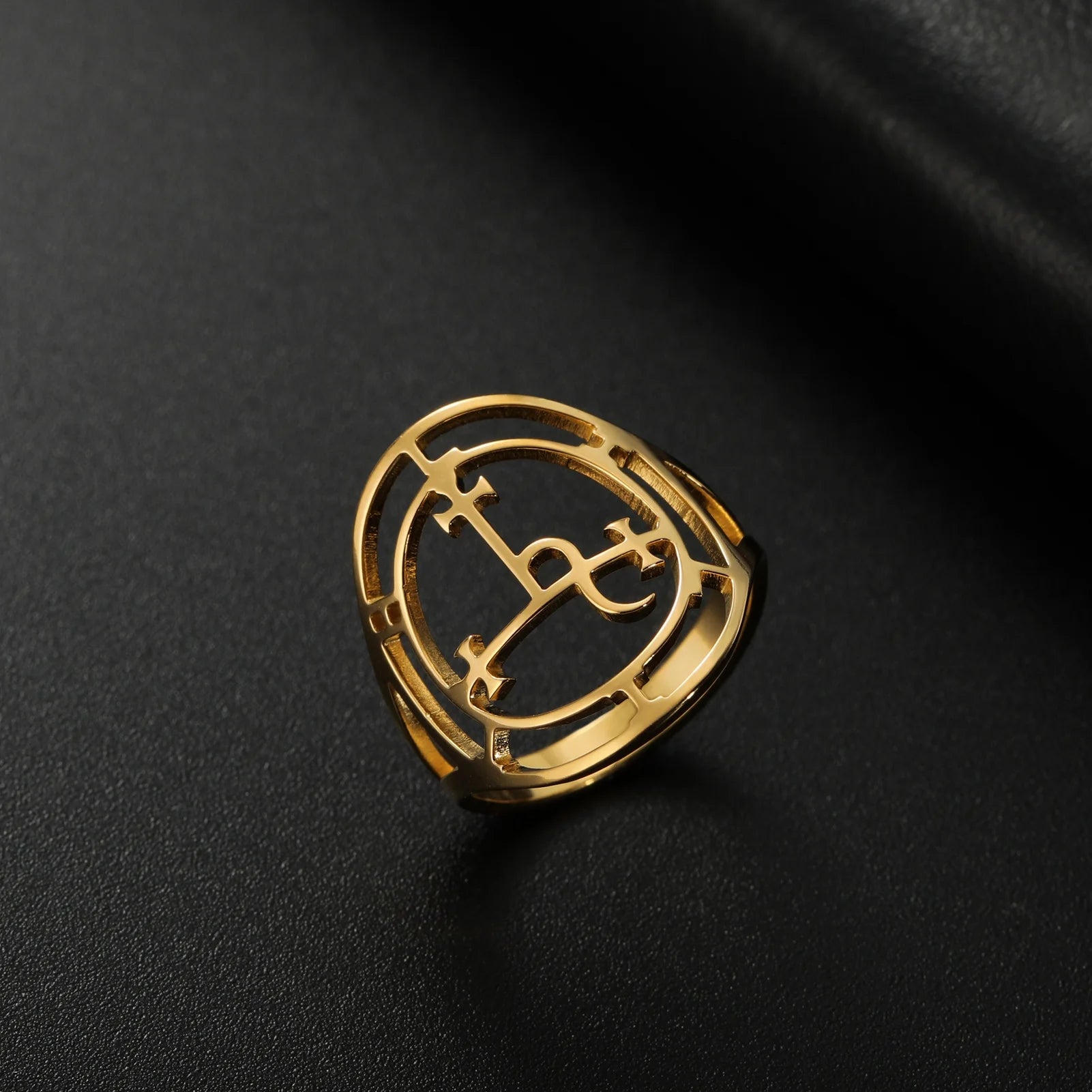Sigil of Lilith Ring for Women Gothic Demon Seal Finger Ring Vintage Amulet Stainless Steel Jewelry Couple Wedding Gift