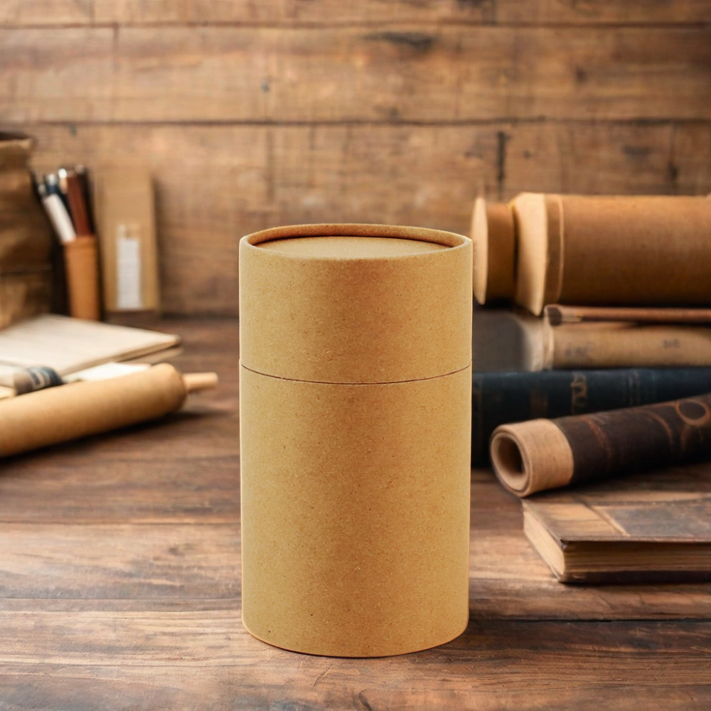 Biodegradable Food Grade Custom Kraft Paper Tube Round Cylinder Packaging for Tea Protein Powder and Coffee Beans