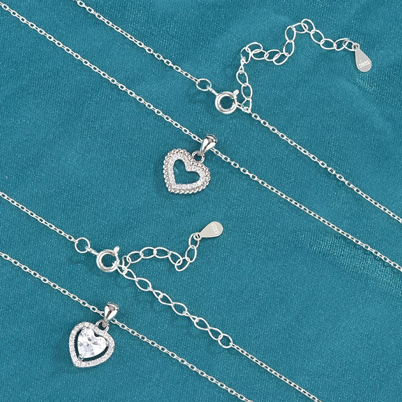 High Quality 925 Sterling Silver Heart Shaped Cubic Zirconia Pendant Romantic Valentine's Day Gift for Women