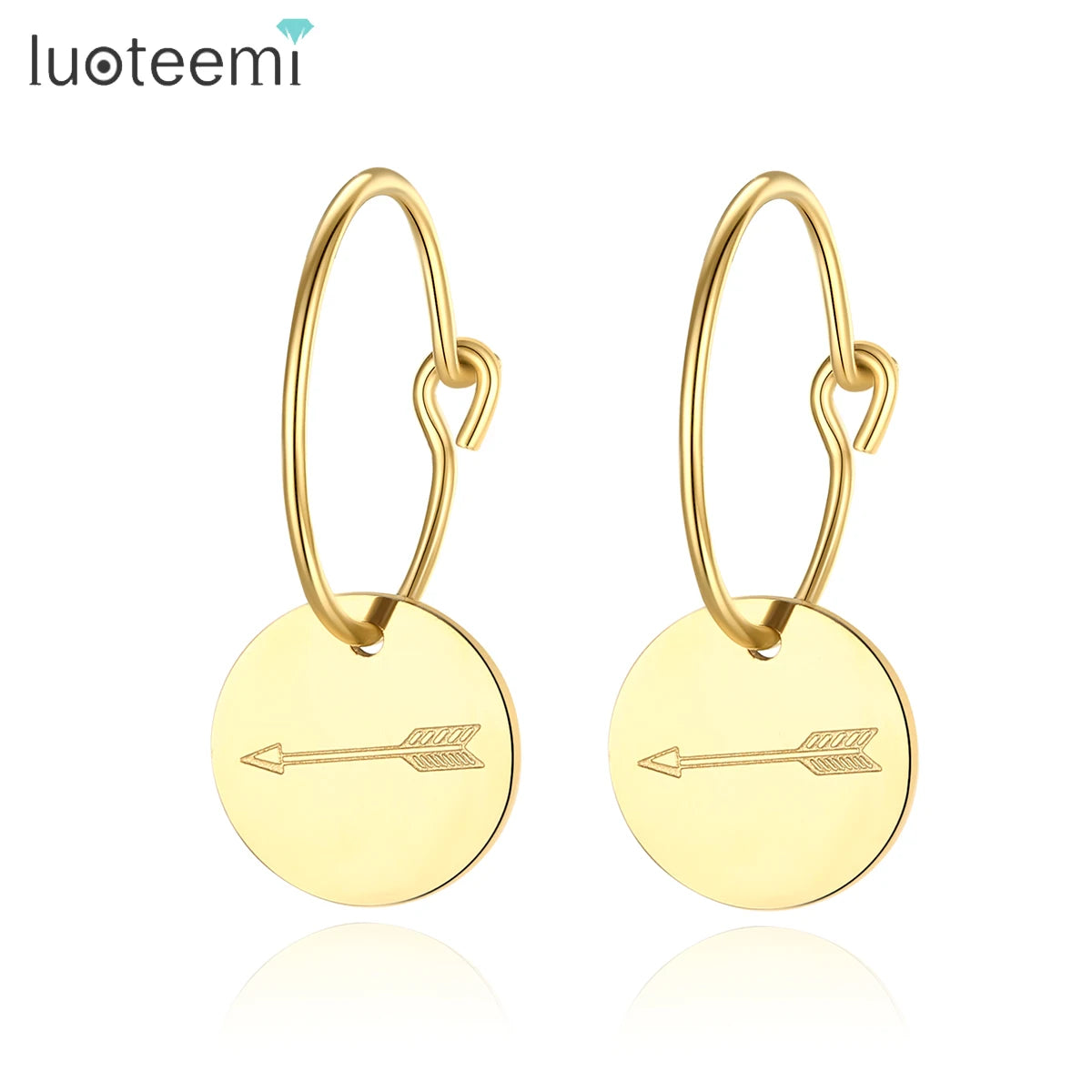 SP-LAM Gold Hoop Stainless Steel Round Dangle Girl Woman Earing Party Charm Women Fashion Earring
