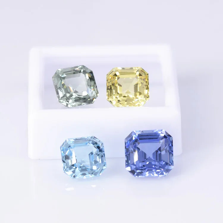 Lab Grown Sapphire Asscher Cut Green Cornflower Sapphire Pigeon Blood Red Ruby for Making Jewelry
