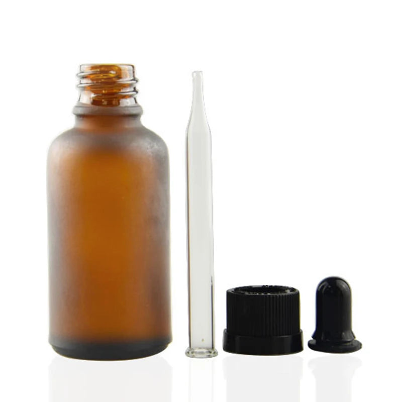 Promotion Frosted Amber 30 ml 1oz Round Skincare Packaging Cosmetic Face Serum Glass Dropper Bottle Hair Essential Oil Bottle