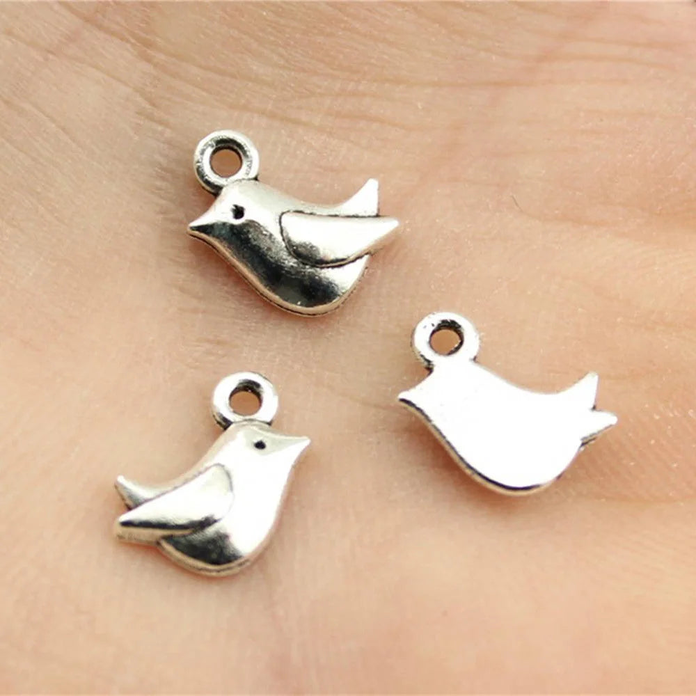AA016097 11x8mm Charms Antique Silver Alloy Lovey Bird Jewelry Making DIY Handmade Craft