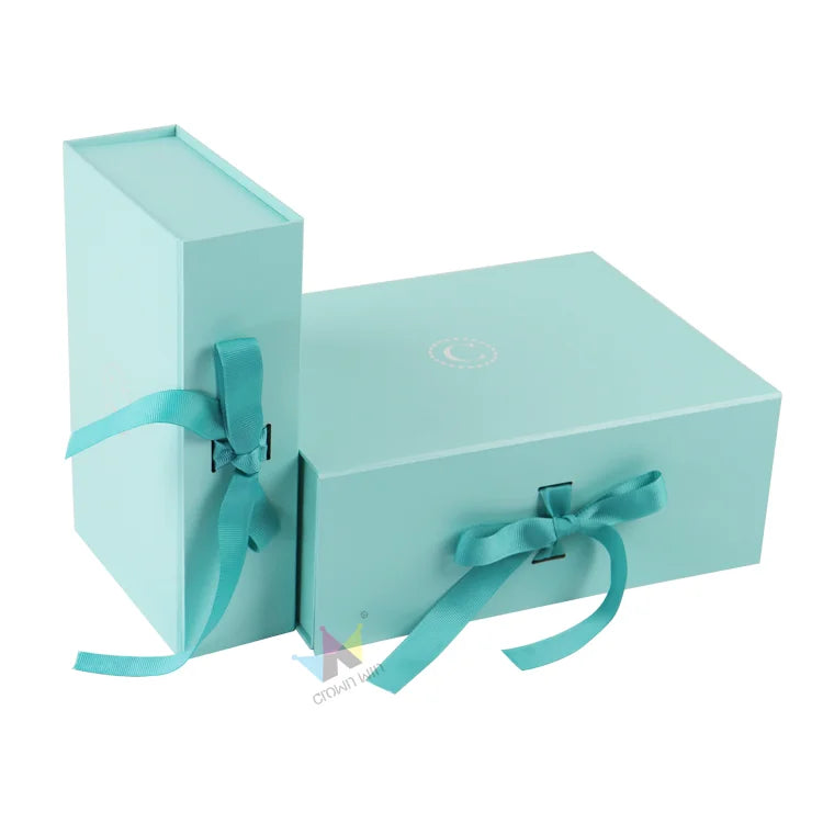 Printing Customized Grosgrain Ribbon Packaging for Gift Box Recycle Ramadan Mubarak Rigid Cardboard Folding Keychain Gift Box