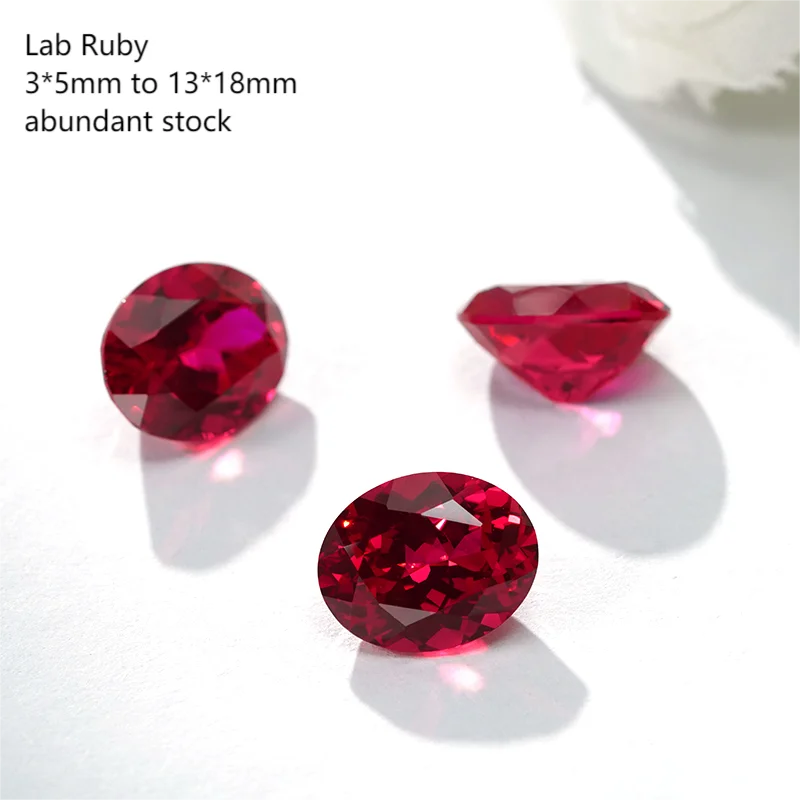 Oval Cut Pigeon Blood Lab Grown Sapphire Heat Treated Gemstone Jewelry 1ct 2ct 3ct
