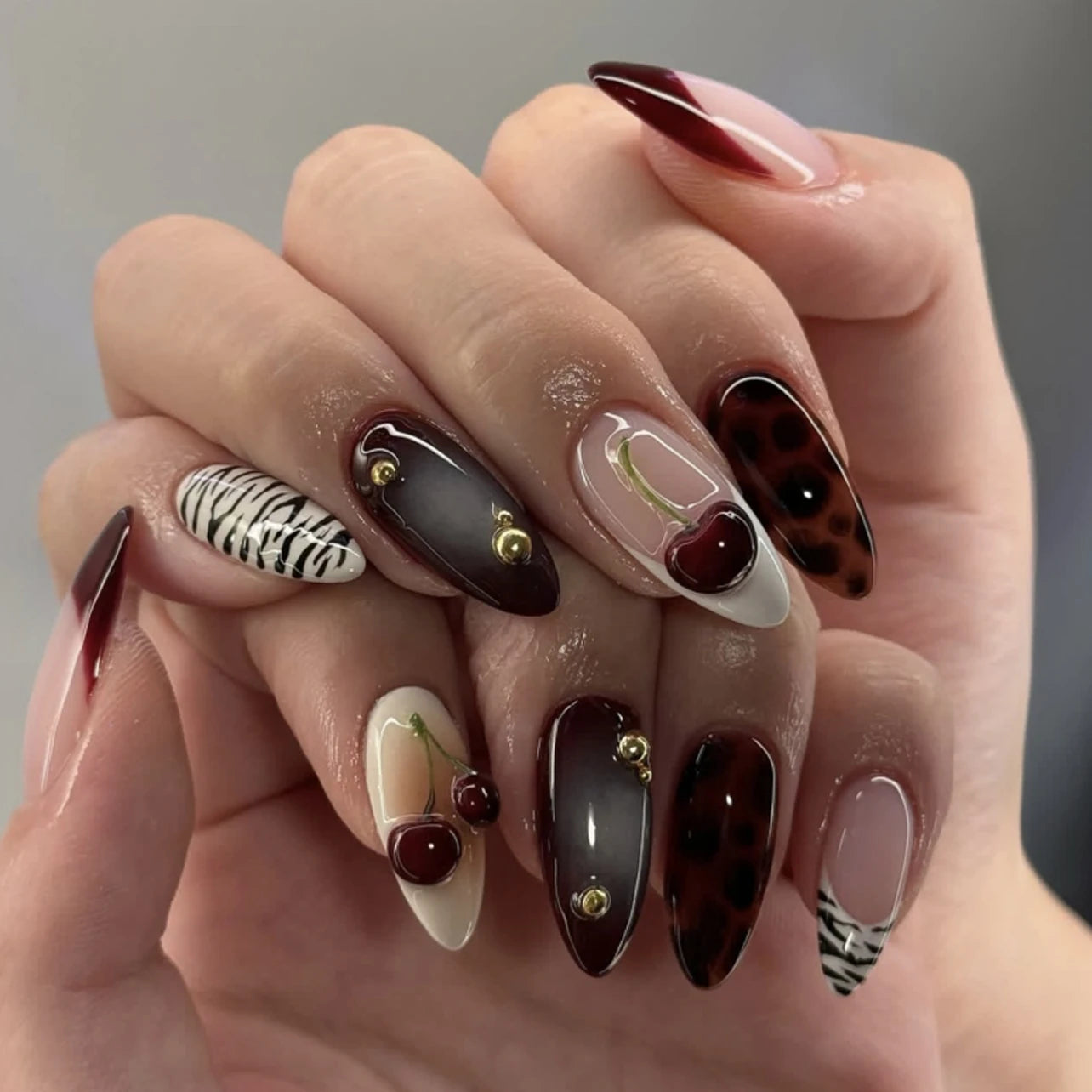 Dropshipping 24 Pcs Korea Imported ABS Acrylic 3D Art Acrylic 4122  Press on Nails Artificial Fingernails Customize False Nai