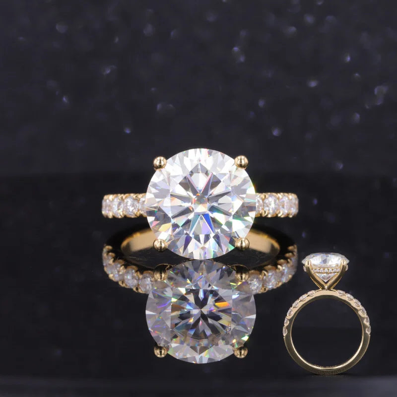 10k 14k 18k Solid Gold Starsgem Fire Brilliance Round Cut D Color Moissanite 1ct 2ct 3ct Moissanite Diamond Wedding Ring