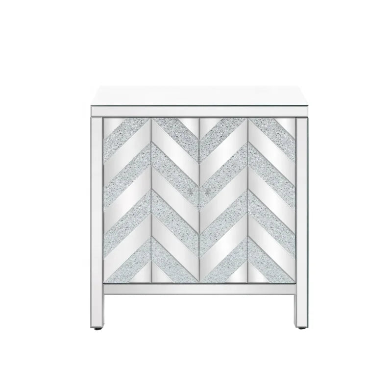 U.S. Retail Free Shipping Mid-Century Modern Elegant Living Room Furniture Panel Sideboard 4-Compartment Glass Mirror Trim