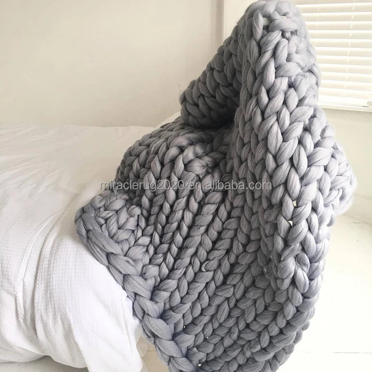 Warm Winter Sofa Bed Home Decor Throws Blankets Custom Large Handmade Chunky Knit Acrylic Blanket