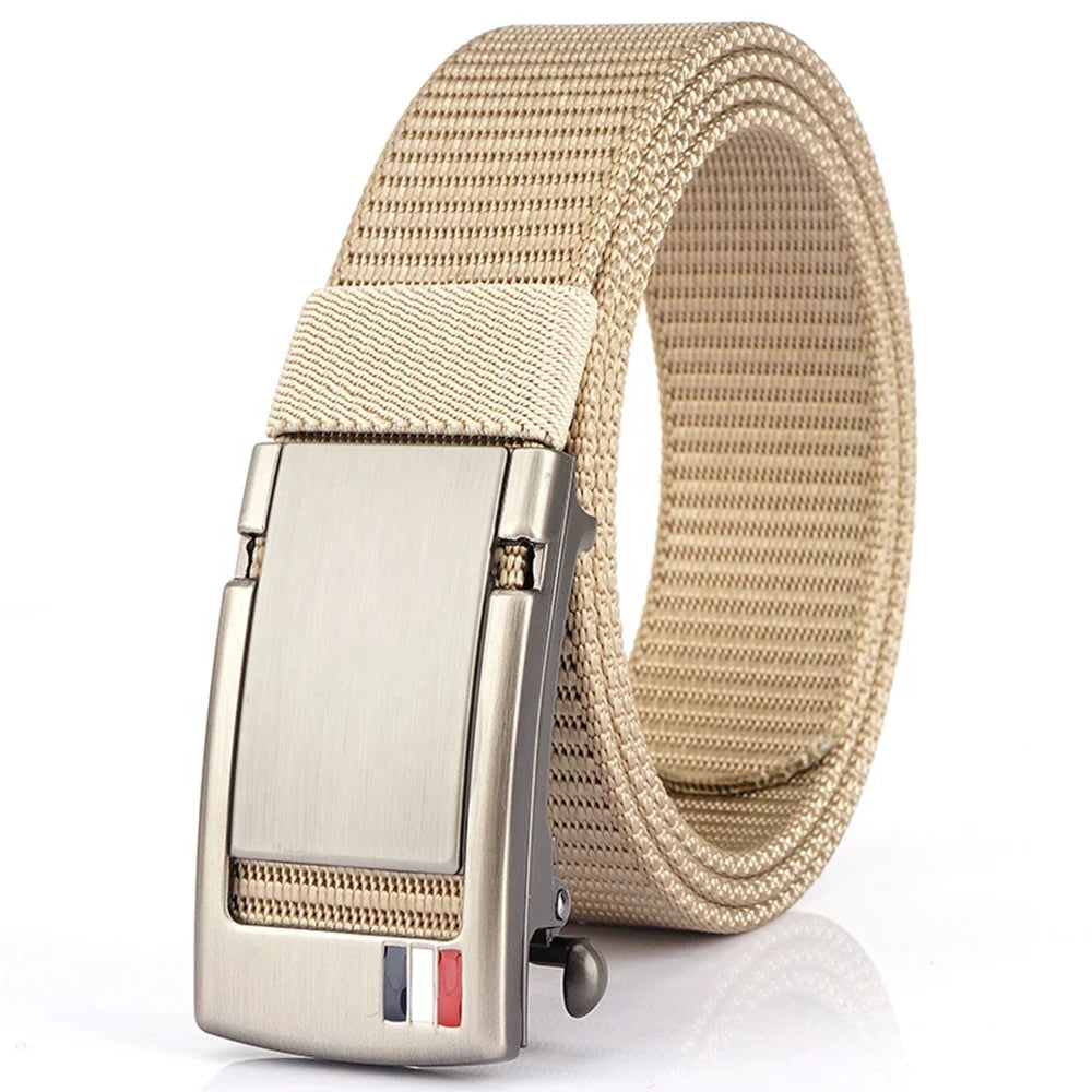 TUSHI Luxury Adjustable Nylon Fabric Belt Men Quick Release Zinc Alloy Buckle Customizable Outdoor Sports Waistband Model 3.4
