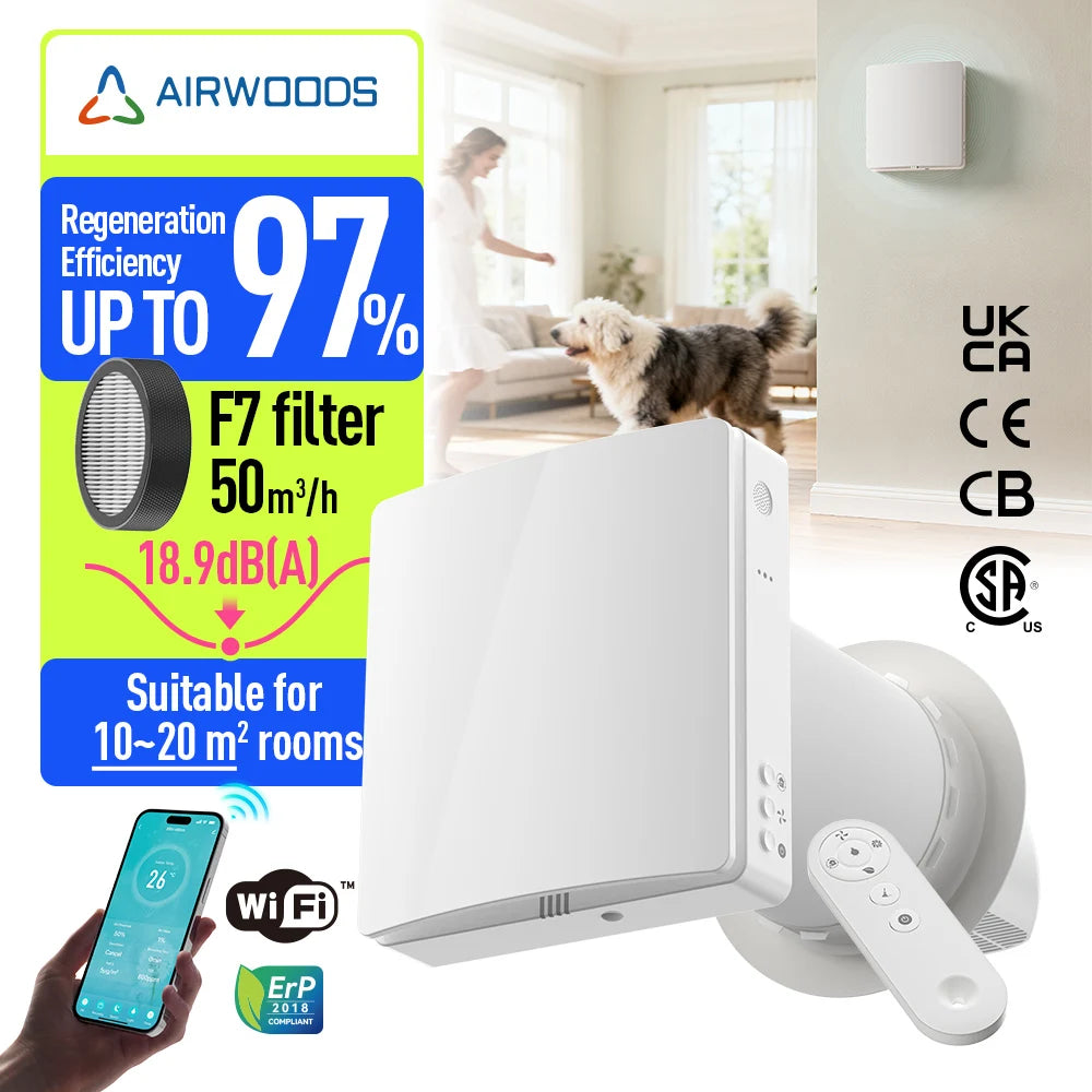 Single Room Erv Tiny Homes Fresh Air Filtration Supply System Manufacturer Direct Remote Controller Energy Saving Recuperator