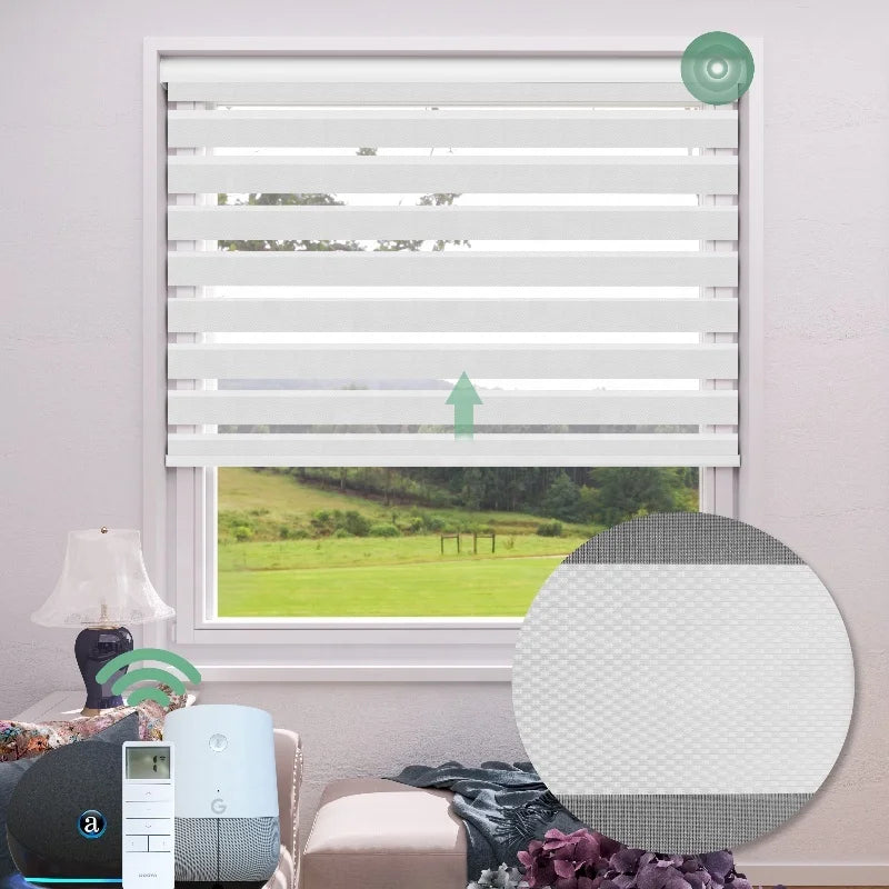 Home Alexa Smart Automatic Day and Night Motorized Electric Wifi Double-layer zebra Window Blinds Shades