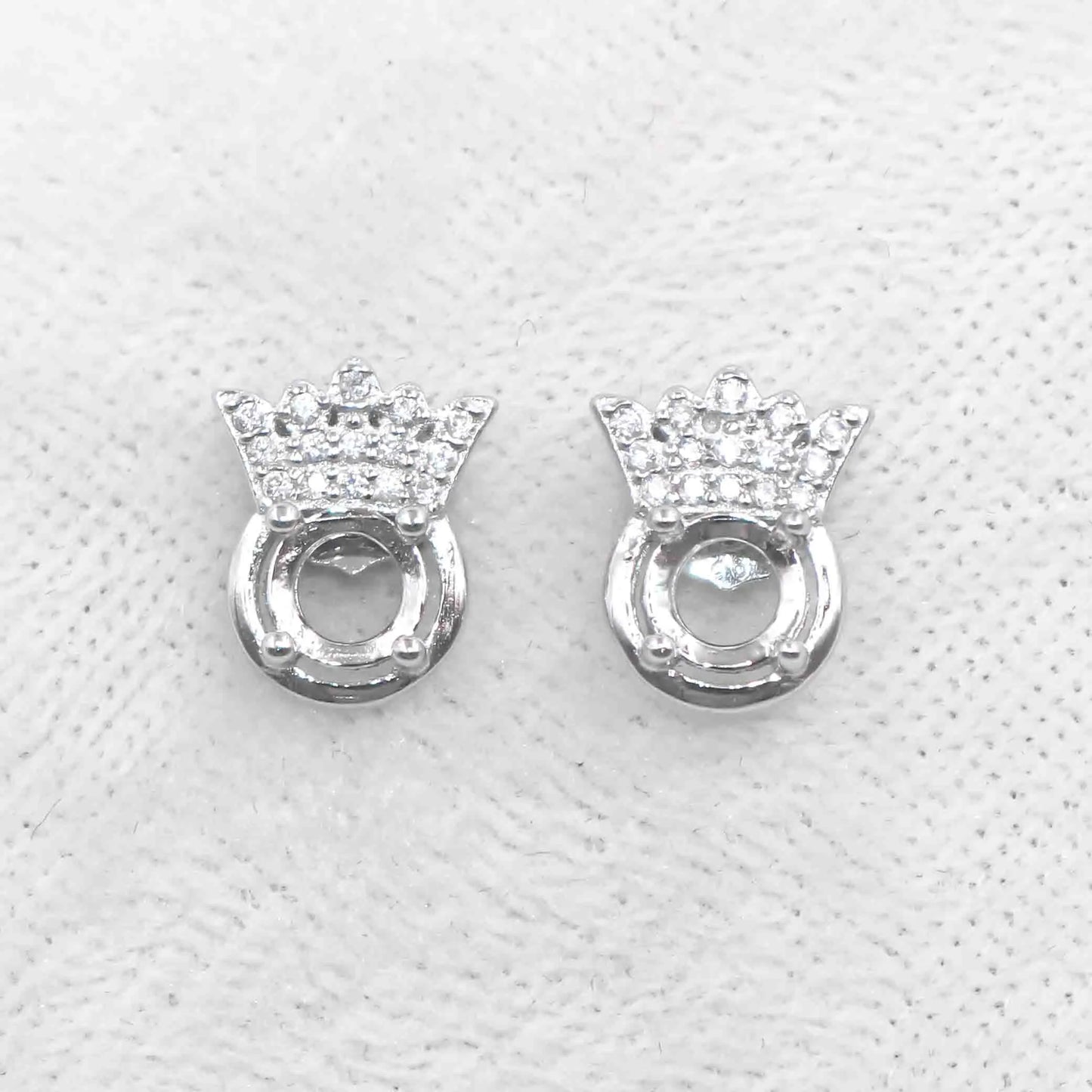 Sterling Silver 5*5mm Semi Mount Stud Earrings Empty Support Blank Claws Setting S925 Base Without Center Stone for DIY Inlay