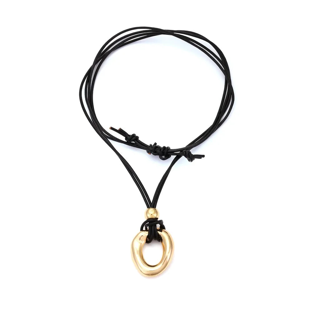 Fashion Luxury Irregular Round Pendent Necklace Minority Design Hand Knotting Necklace Jewelry for Women