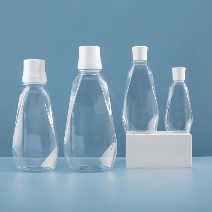 In Stock 80ml 500ml PET Transparent Diamond Mouthwash Bottle Package Empty Bottles for Oral Care Cleaning Solution Packaging