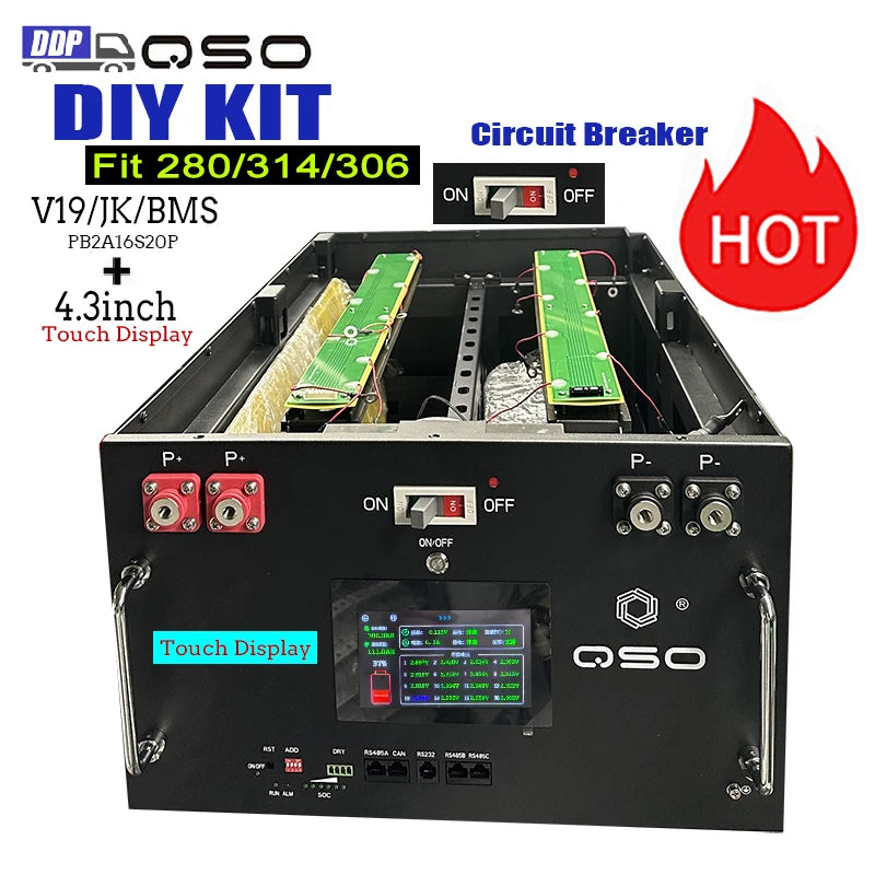 Vanessa DIY Baterias LiFePO4 Diy Kit Eu Stock With 16S 200A/V19 JK BMS QSO 48V 280Ah 314AH 16KWH Lithium Battery Box Rack Cas