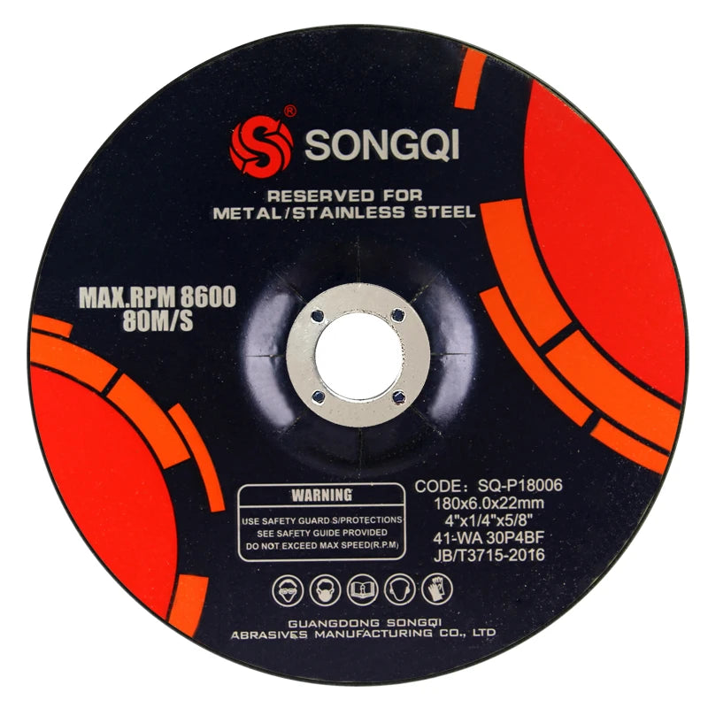 SONGQI 7 Inch 180 mm Metal Grinding Aluminum Oxide Resin Abrasive Grinding Disc Grinding Wheel