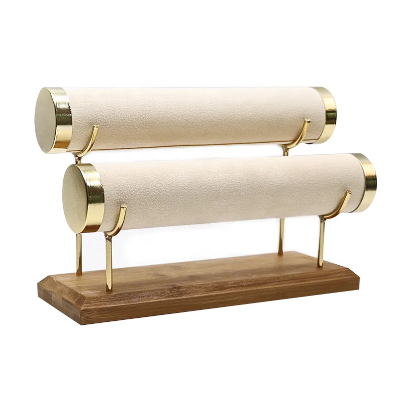 Jewelry Packaging Luxury Gold Plated Metal Velvet Bracelet Stand Custom Jewelry Display Stand