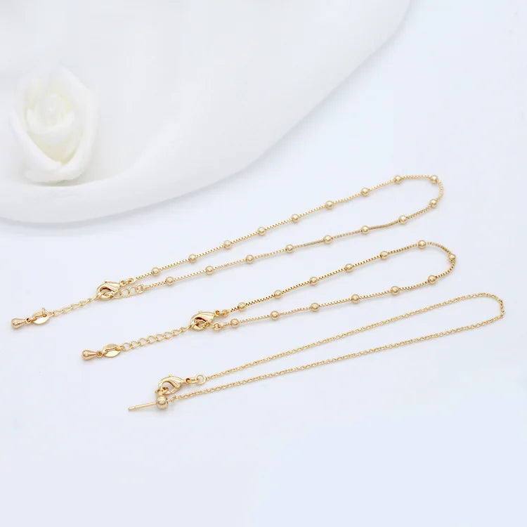 Fashion 14K Gold Plated Bracelet Ball Bead Anklet Cast Brass Wave Bead Chain Jewelry Foot Accessories