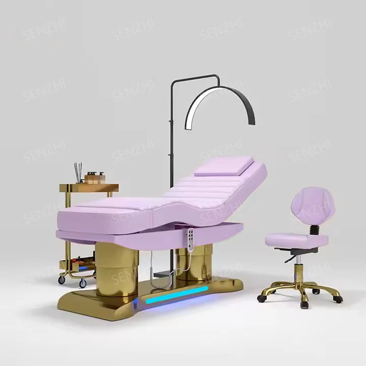 Luxury New Style pink Double Column 3 Motor Electric Beauty Massage Bed Facial Lash Bed Beauty Bed