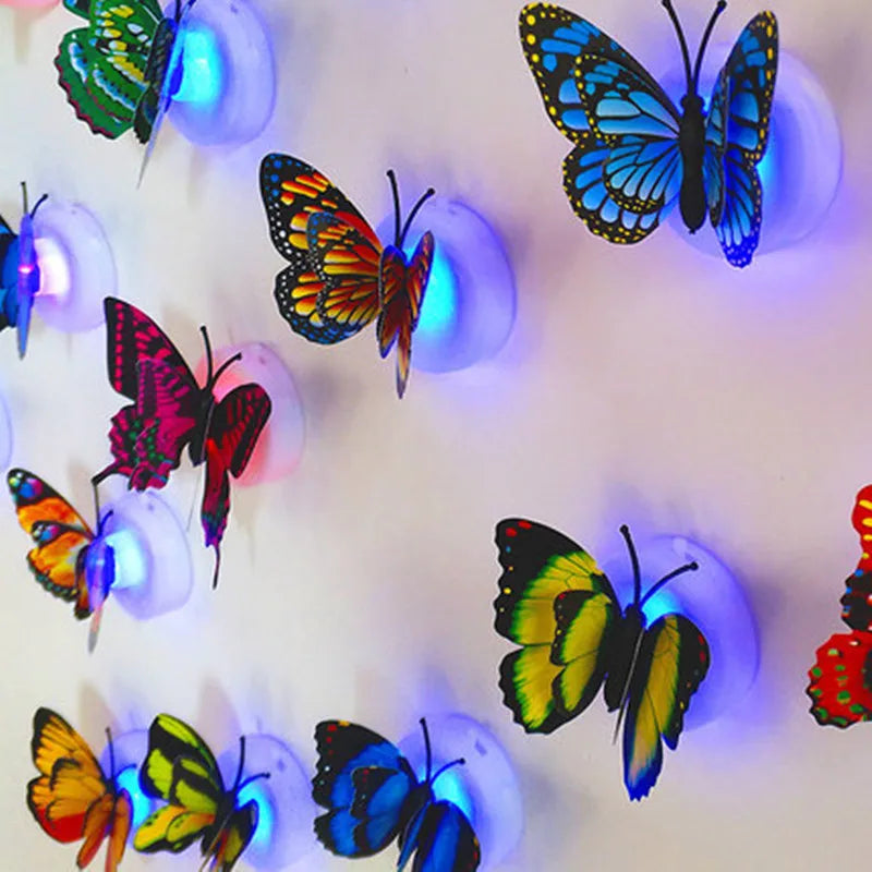 Colorful 3D LED Butterfly Night Light Self-Adhesive Home Wall Decor Stickers for Party Decorations