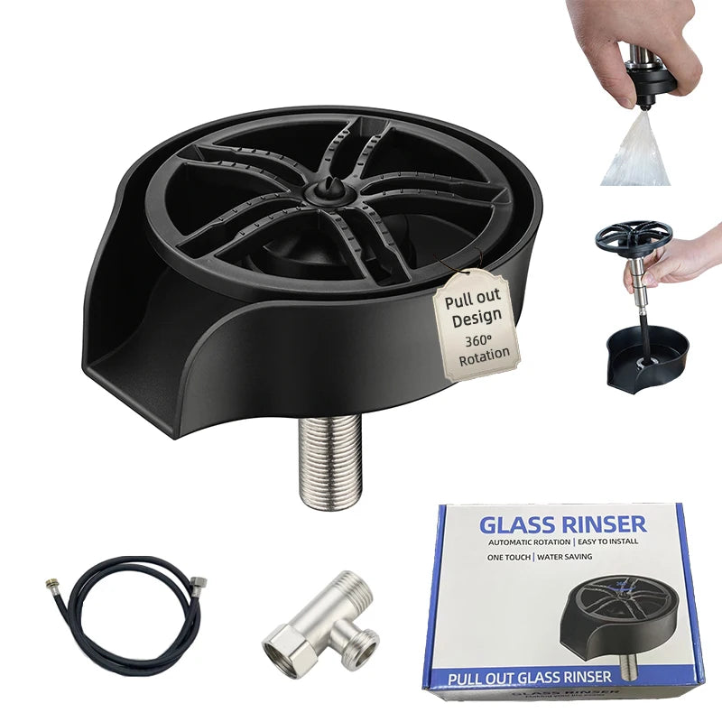 Factory Stock Sink Glass Rinser with Pull Out  Automatic Cup Bottle Cleaner High Pressure Cup Washer Faucet Bar Accessories