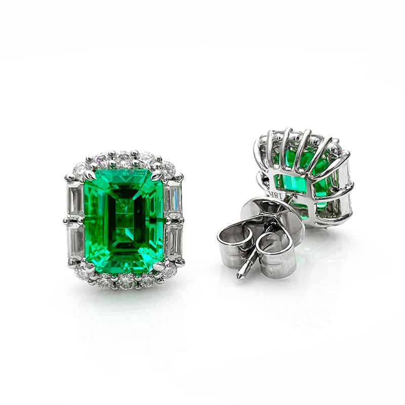 Mishang MSE-630 18k White Gold Fashion Jewelry Earring Creative Columbia Green Lab Grown Emerald Stud Earrings