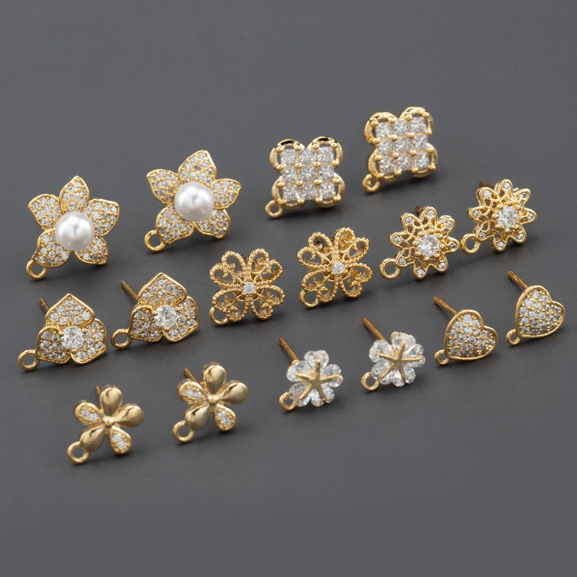 MA68 10pcs/Lot Nickel-Free 18K Gold Plated Copper Jewelry Accessories for Making DIY Earrings Pass REACH Zircon Stones Bags
