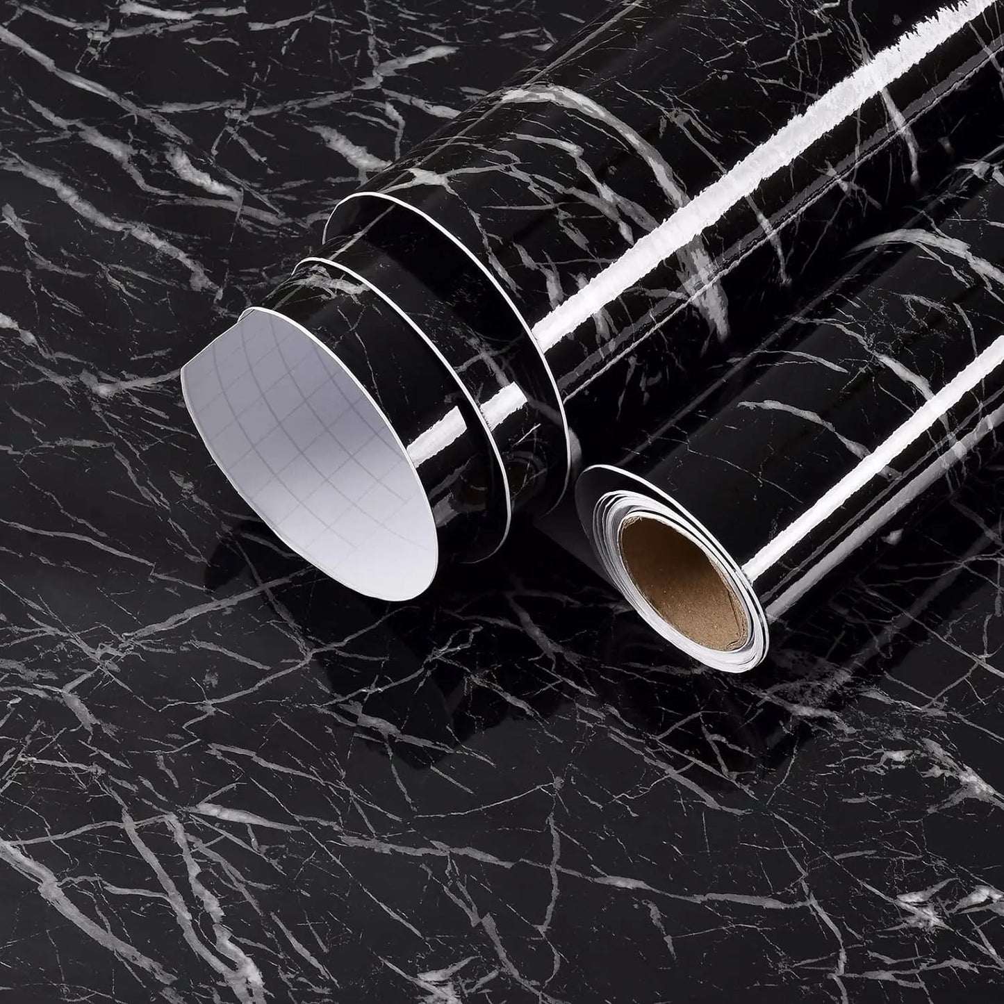 ORON Hot Selling Black Self Adhesive Modern Waterproof PVC Mould-Proof Marble Design Wall Paper Roll for Kitchen Home Decor