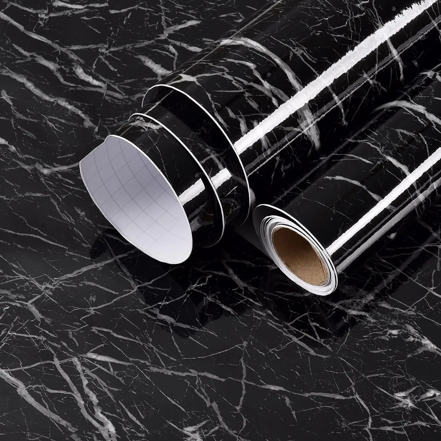 ORON Hot Selling Black Self Adhesive Modern Waterproof PVC Mould-Proof Marble Design Wall Paper Roll for Kitchen Home Decor