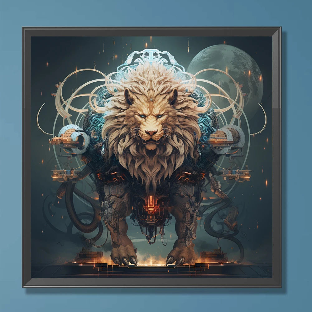 1PC 30*30cm DIY Mechanical Lion Diamond Painting Full Round Beads Creative Diamond Painting Kit for Gifts