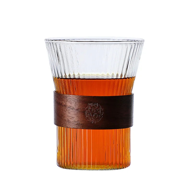 10oz Modern Large Capacity Heat-Resistant Dishwasher & Microwave Safe Transparent Striped Glass Tumbler for Coffee Soda Water
