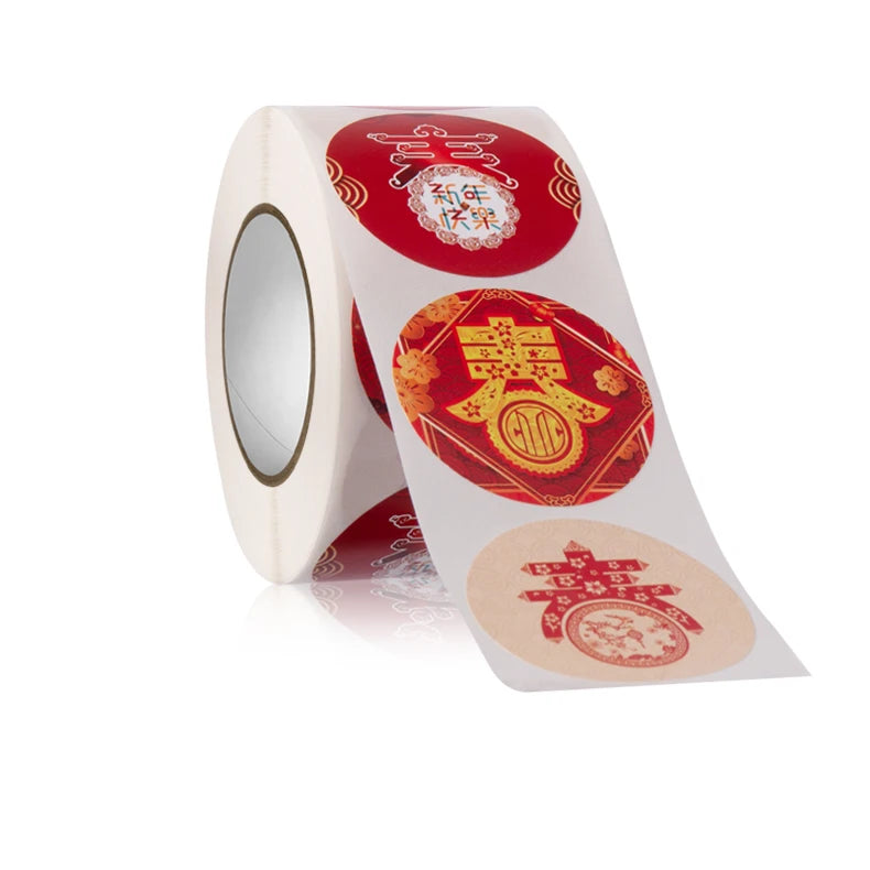 Free Design Customized Holidays Paper Label Stickers Custom Printing New Year Celebrating Label Sticker for Package