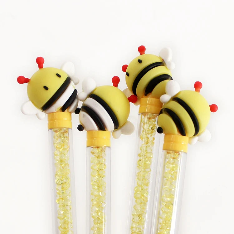 O&Q Wholesale Cute Bee Ball Pen Custom LOGO Plastic Pens in Blue & Black 0.7mm for Child Kid Children