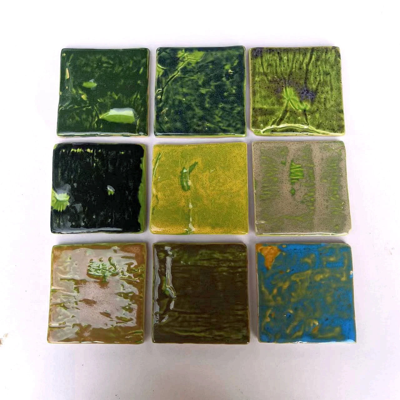 Artisan Hand-Fired Modern Variegated Zellige Tiles High-Gloss Reactive Glazed Ceramic Square Non-Slip Luxury Interior Wall