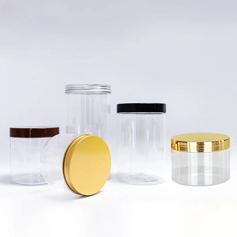 PET 500ml Cosmetic Jar for Eye Cream Skin Care Serum & Lotion Food Grade Plastic Packaging Screw Cap Lid White Transparent Sh