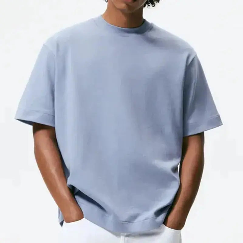 Luxury Men's Boxy Oversized 250GSM T-Shirt Cotton Custom Logo Streetwear-Heavy Knitted Fabric