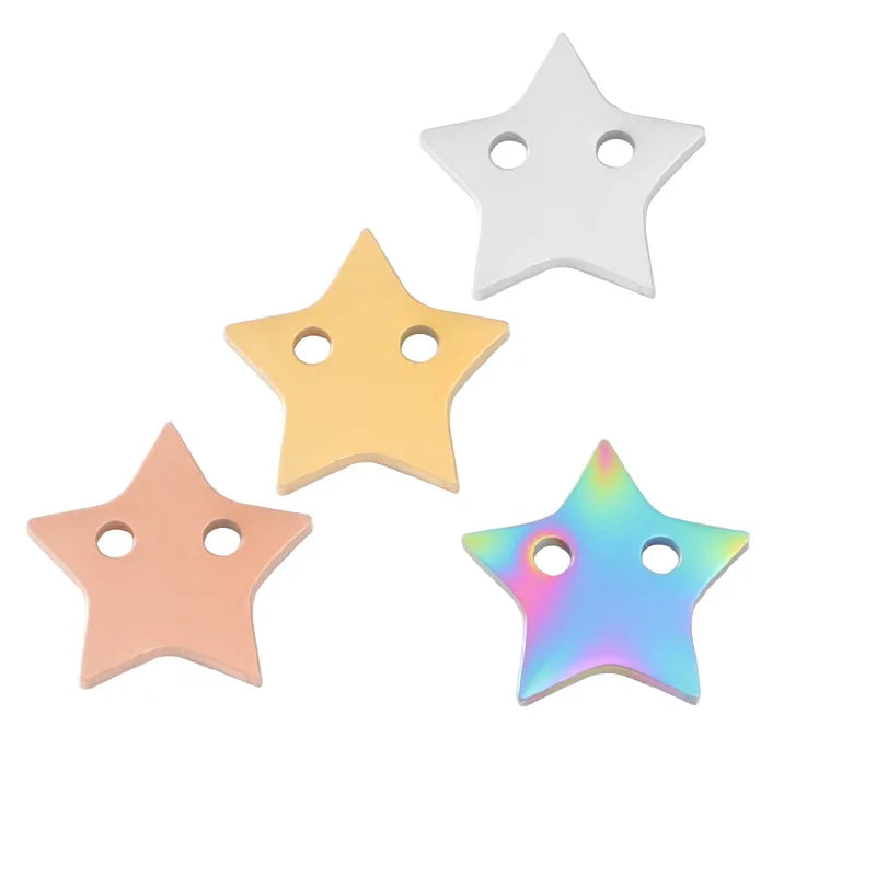12MM Stainless Steel Double Hole Star Pendant DIY Jewelry Making Pentagram Charms for Earrings Necklace Fine Pendants Charms