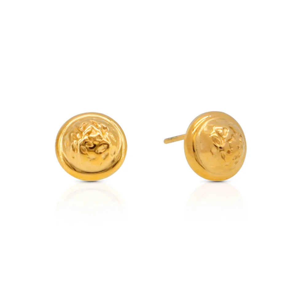 Chris April 316L Stainless Steel Organic Texture Mini Dome Stud Earring for Ladies