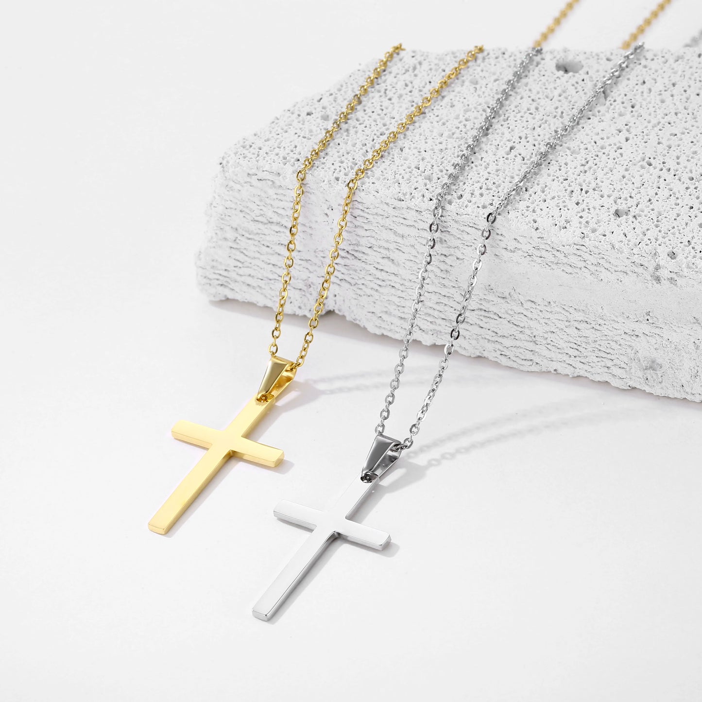 Europe and the United States New Men's Necklace Stainless Steel Cross Jewelry High Polished Pendant Necklace for Men