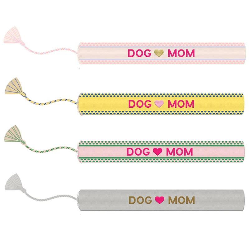 Dog MOM Pink Yellow Green Blue  Multicolour Color Custom Logo Embroidery Woven Text Friendship Bracelet
