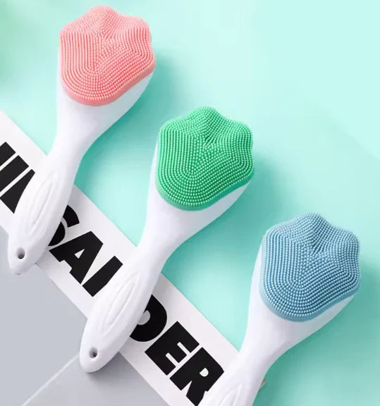 Silicone Recyclable Manual Scrub Brush with Long Handle Soft Hair for Facial Wash and Massage Gemstone Watch Care Cleaning Br