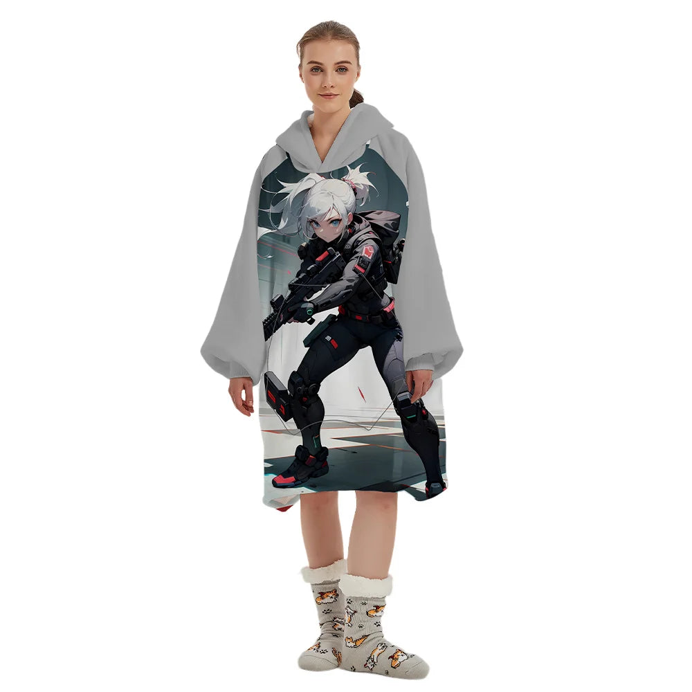 Oversized Sherpa Plush Hooded Blanket Adult Nature One Size Fit All Winter Long Oversized Hoodie Blanket