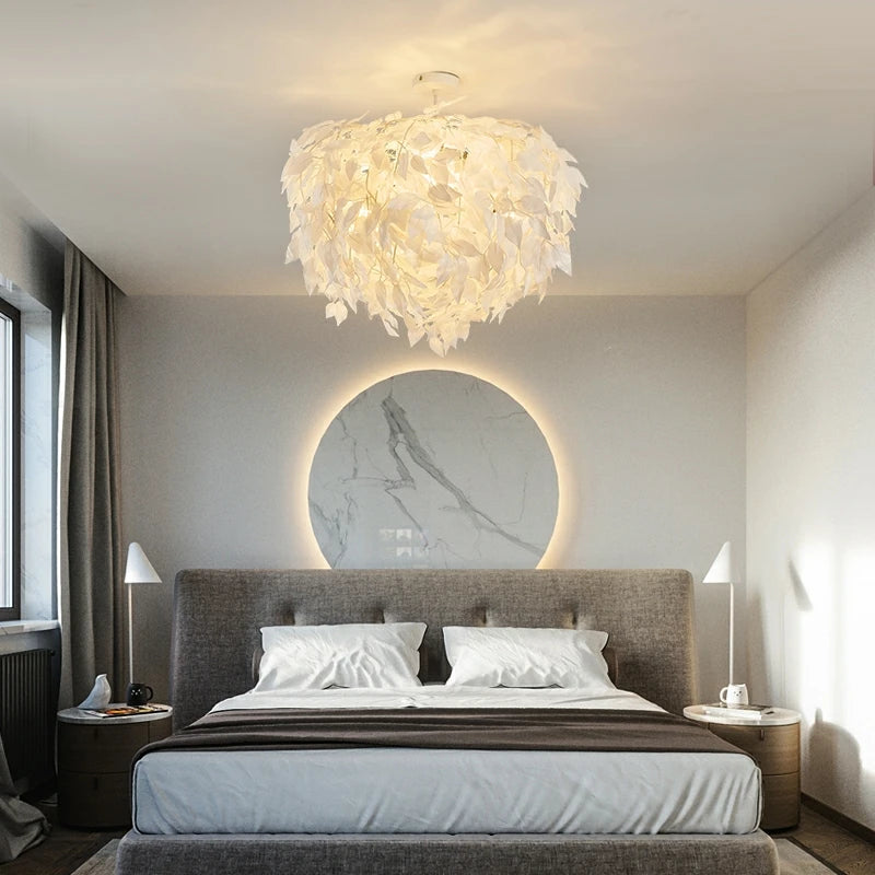 Living Room Main Light Nordic Modern Simple Feather Chandelier Homestayhotel Bedroom Warm Atmosphere Pendant Light