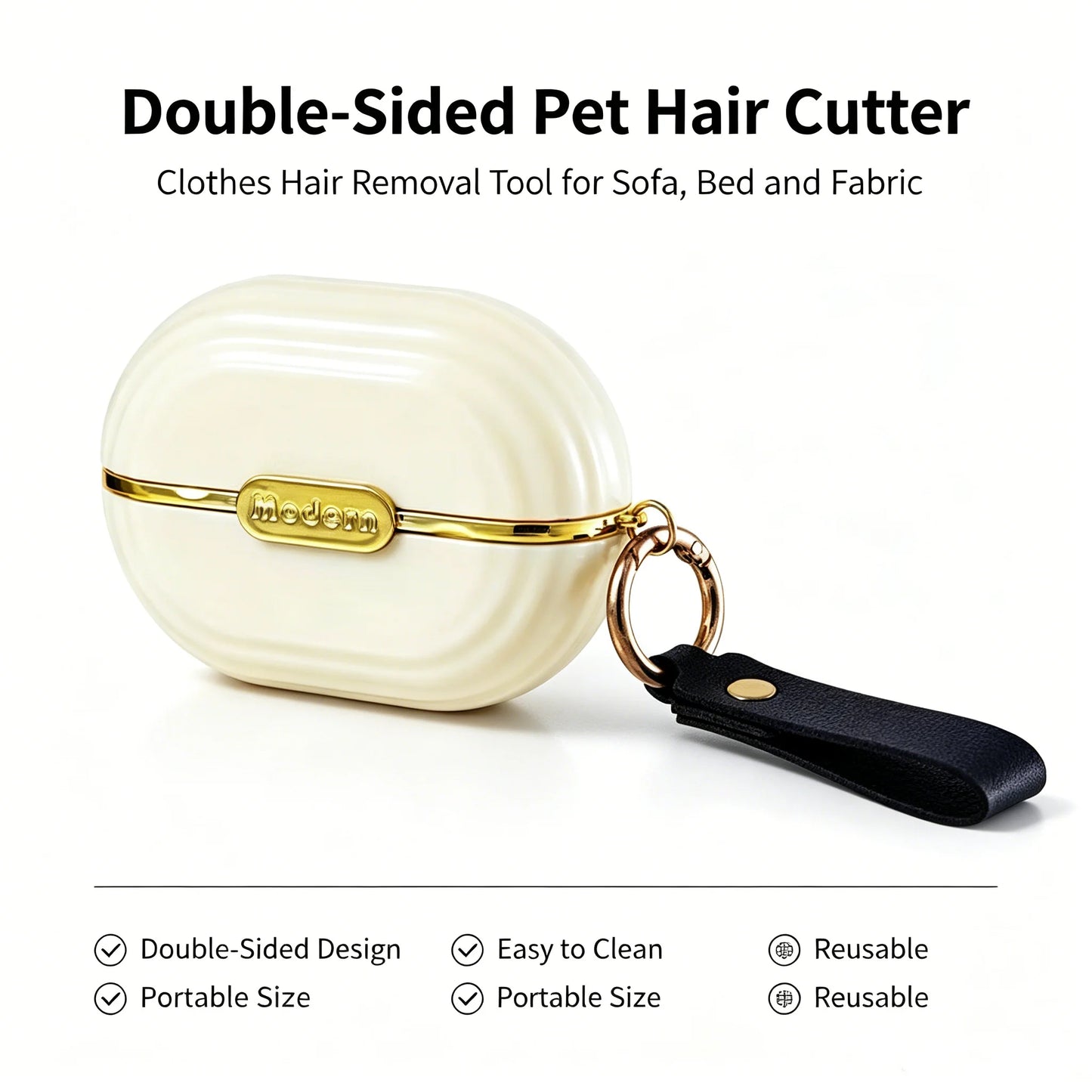 Double-Sided Plastic Portable Pet Hair Remover Lint Roller for Clothes Sofa Bed Cleaning