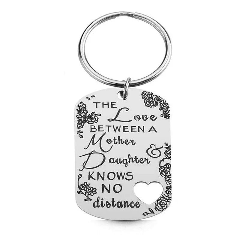 Custom Stainless Steel Mother Keychain Round Heart Shape Keychain the Love Between Mother Daughter Mom KeyRing Mother's Day G