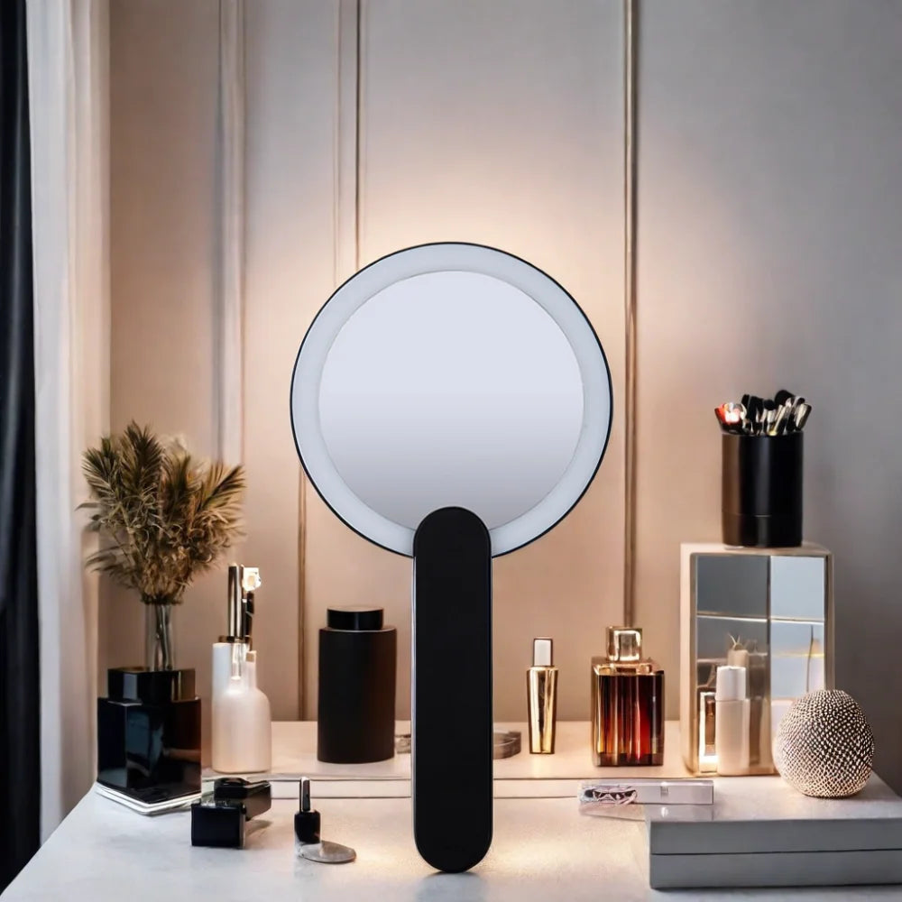 Portable Mini Pocket LED Makeup Mirror Sliding Folding Design Light Custom Magnifying Feature ABS Plastic Travel Handheld Mir