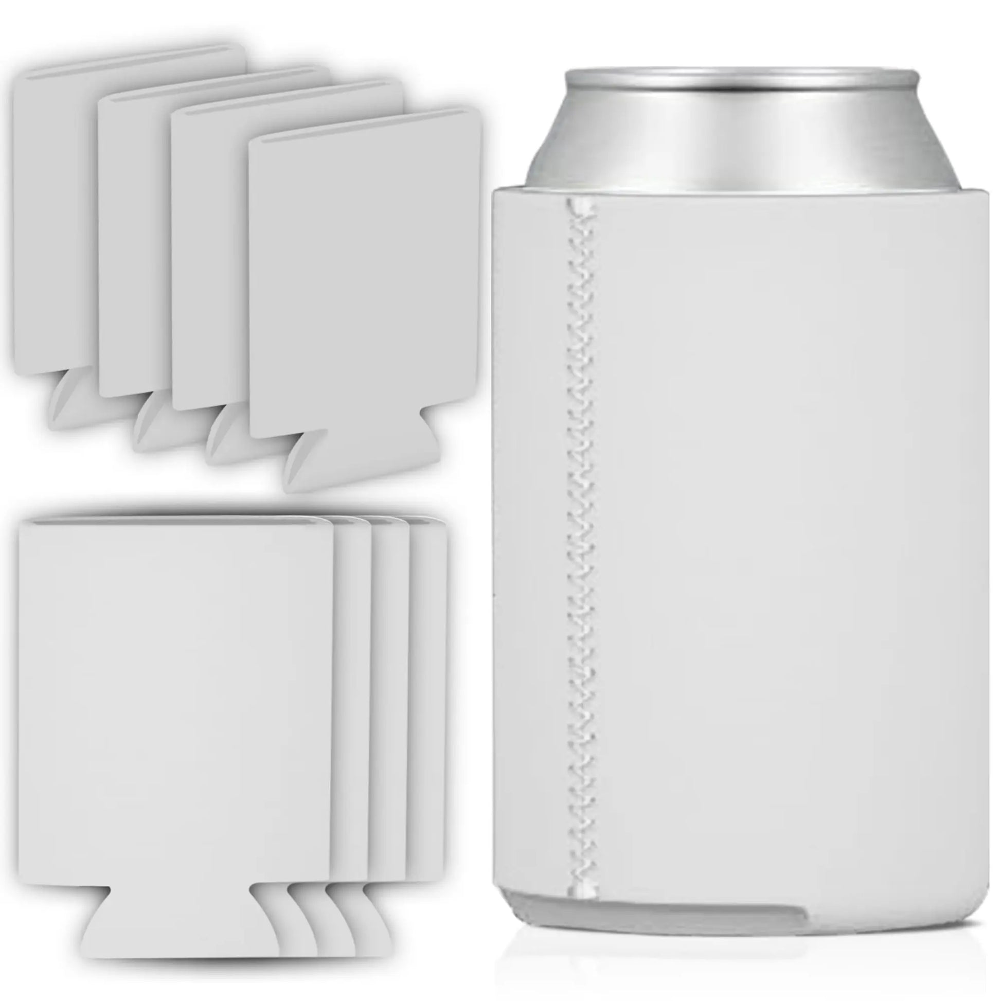 12oz White Insulated Neoprene Foldable Blank Beer Can Cooler