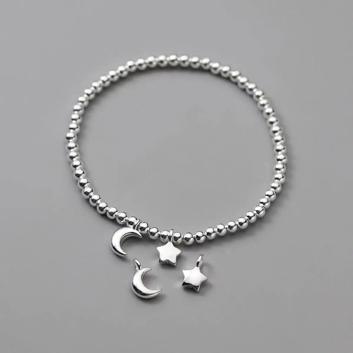Fine Permanent Bulk Star and Moon Diy 925 Sterling Silver Charms for Jewelry Making Bracelet Earring Jewelry Accessories Wome